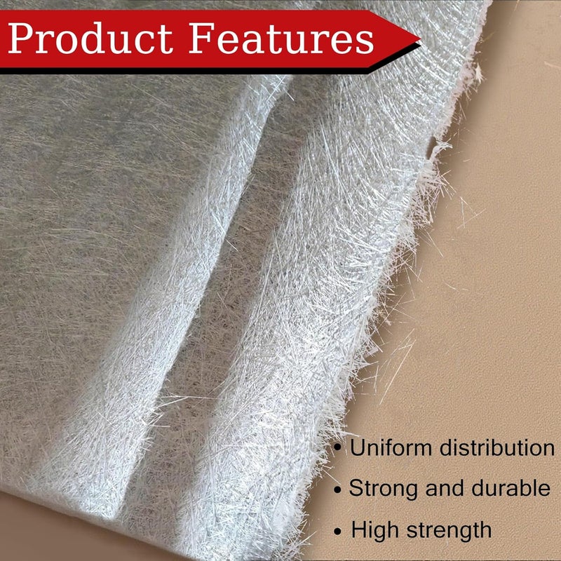 SUCOHANS حصيرة ألياف زجاجية مقطعة 1.5 أونصة، 10 ياردات × 4" حصيرة ألياف زجاجية، لفة حصيرة ألياف زجاجية لإصلاح السيارات، إصلاح سطح القوارب، تعزيز الهيكل، التشكيل (4" × 360"، 1.5 أونصة) - Image 4